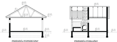 Przekroje budynku gospodarczego BG-02