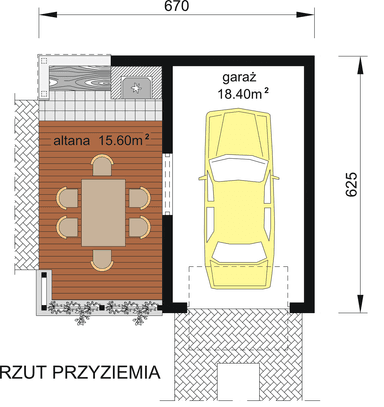 Rzut parteru projektu budynku gospodarczego BG-02