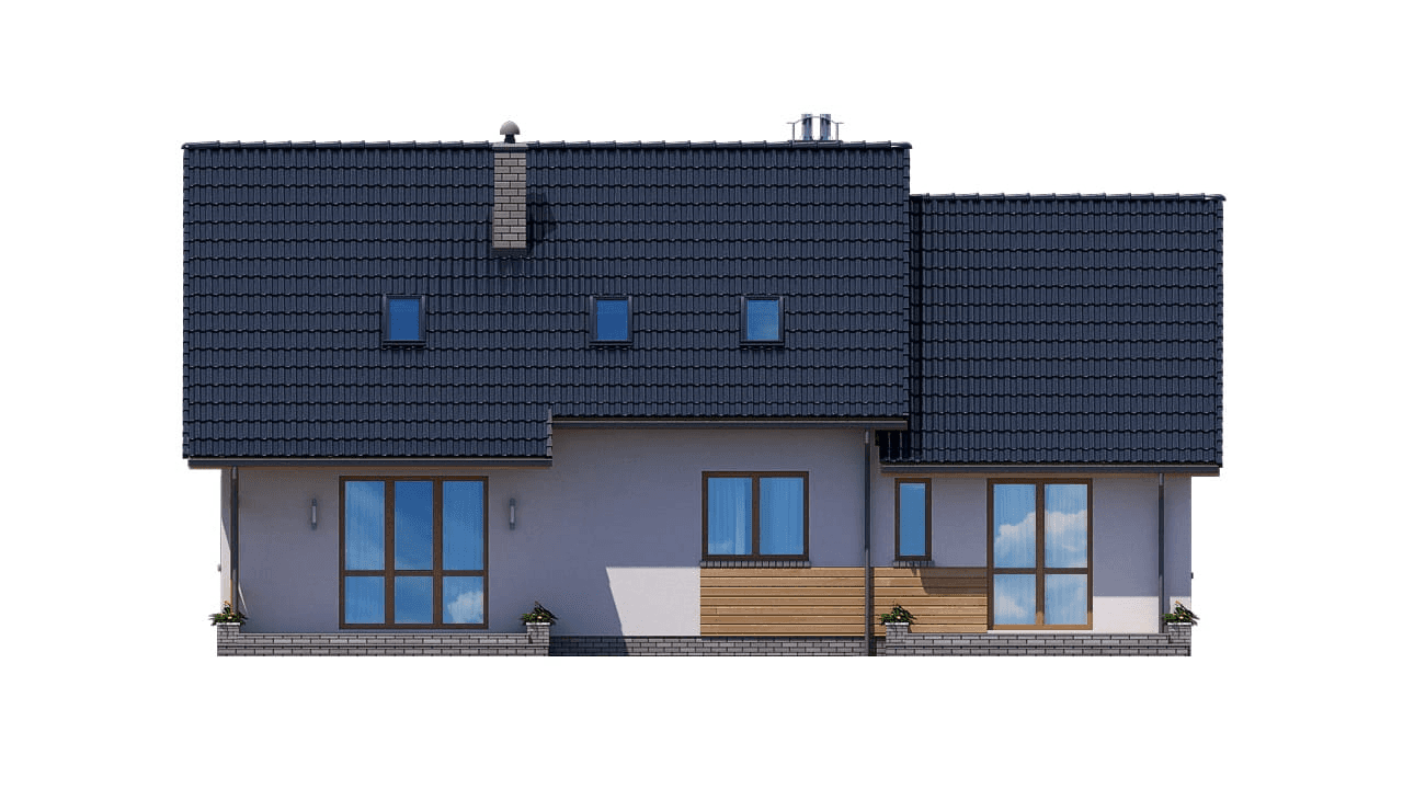 Elewacja tylna domu BS-08 dwulokalowy