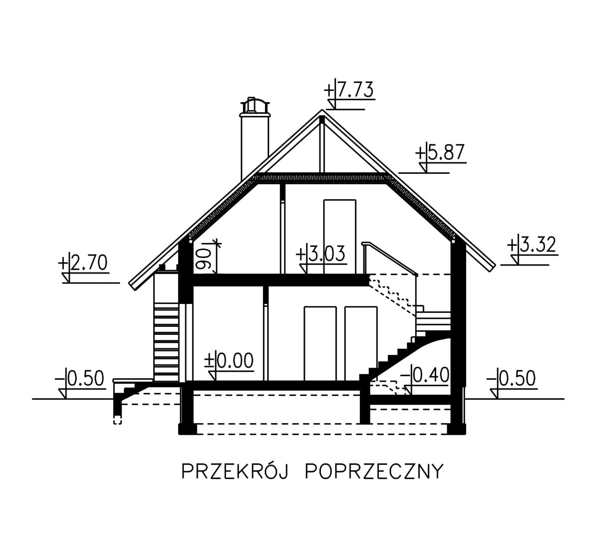 Przekrój domu BS-07 dwulokalowy