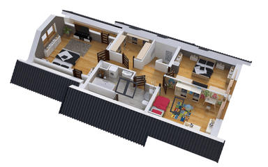 Wizualizacja domu BS-07 dwulokalowy