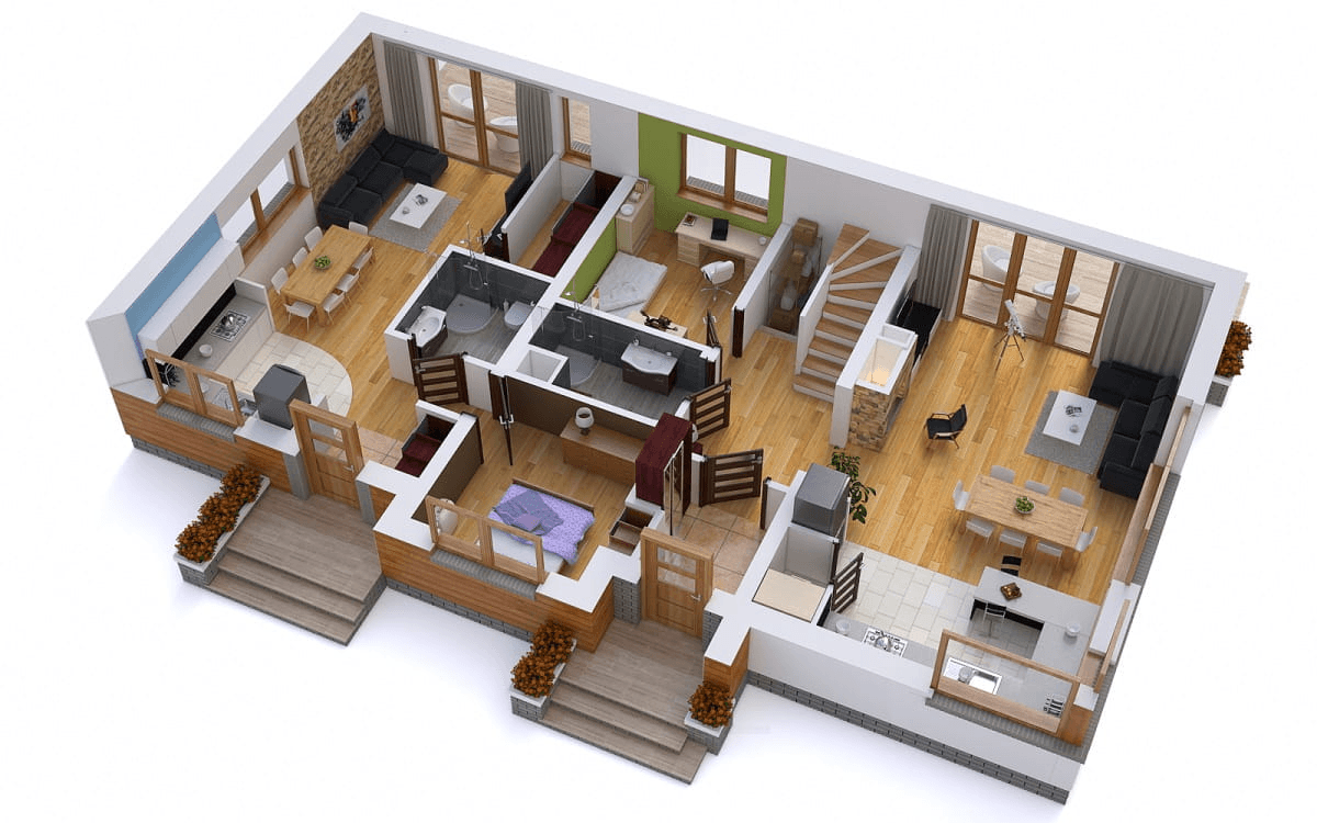 Wizualizacja domu BS-07 dwulokalowy