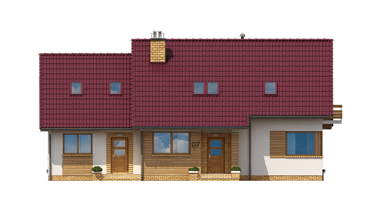 Elewacja frontowa domu BS-07 wariant 1 dwulokalowy