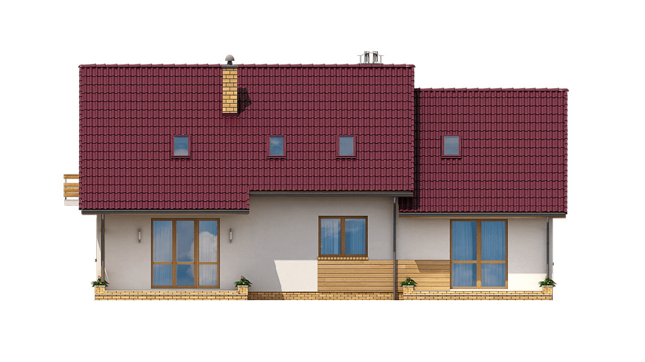 Elewacja tylna domu BS-07 wariant 1 dwulokalowy