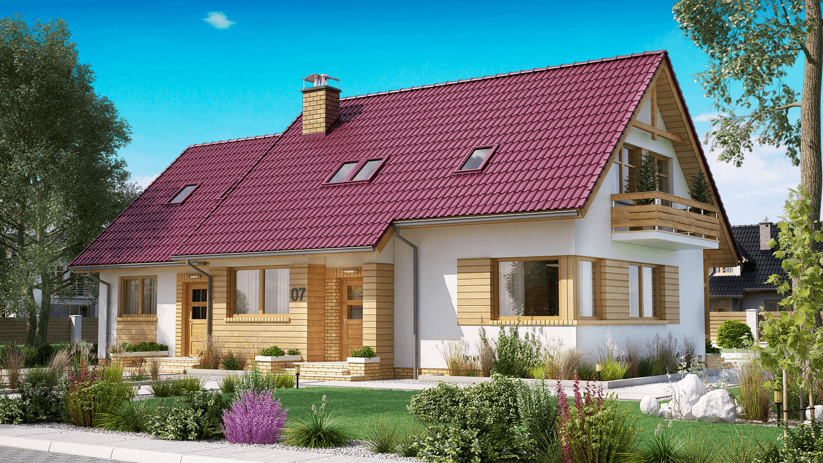 Wizualizacja domu BS-07 wariant 1 dwulokalowy