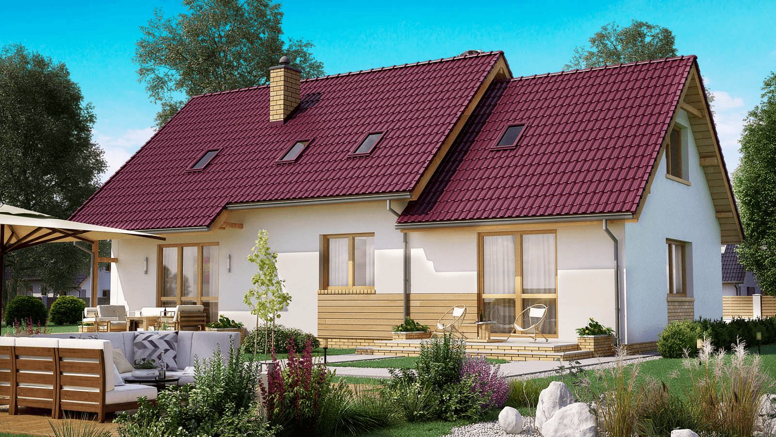 Wizualizacja domu BS-07 wariant 1 dwulokalowy