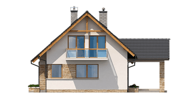 Elewacja prawa domu BS-07 wariant 2 dwulokalowy