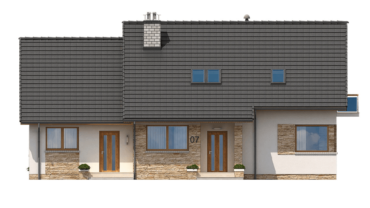 Elewacja frontowa domu BS-07 wariant 2 dwulokalowy