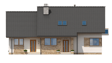 Elewacja frontowa domu BS-07 wariant 2 dwulokalowy
