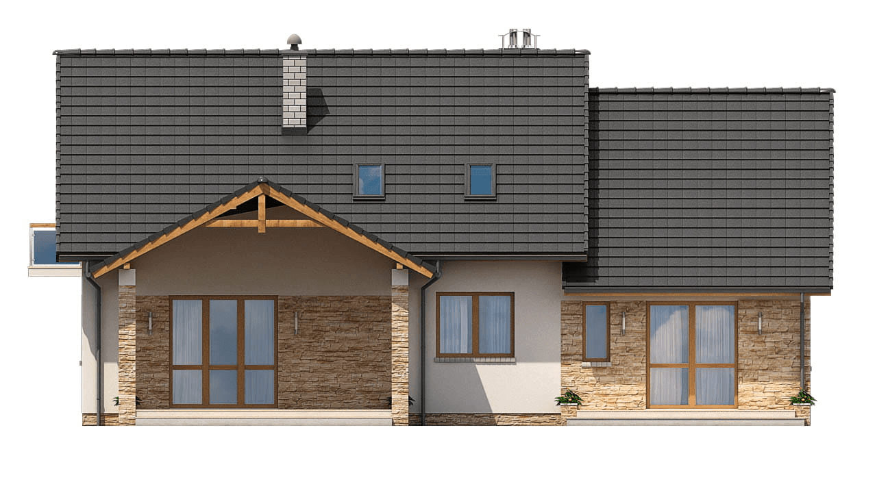 Elewacja tylna domu BS-07 wariant 2 dwulokalowy