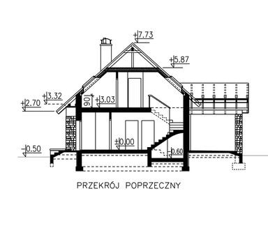 Przekrój domu BS-07 wariant 2 dwulokalowy