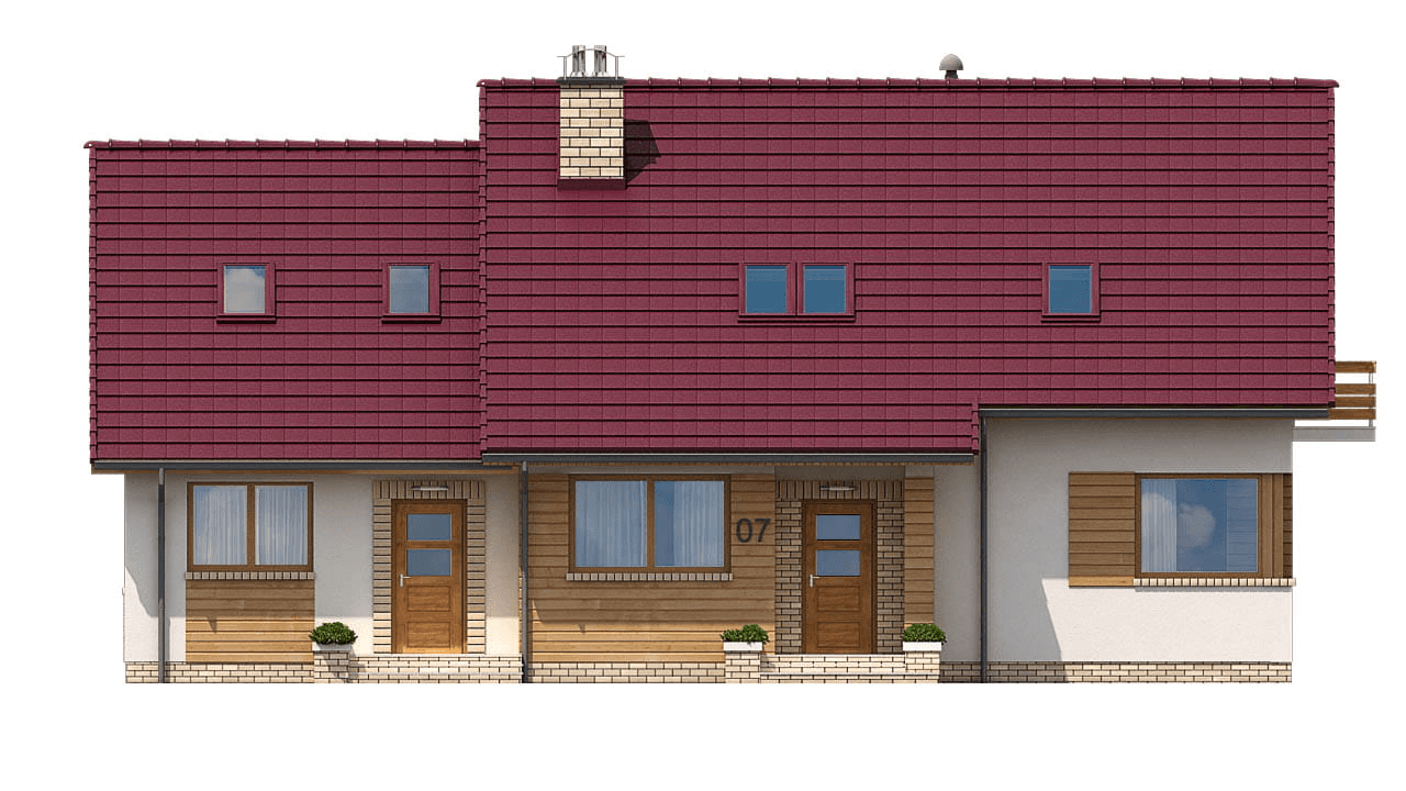 Elewacja frontowa domu BS-07 wariant 3 dwulokalowy