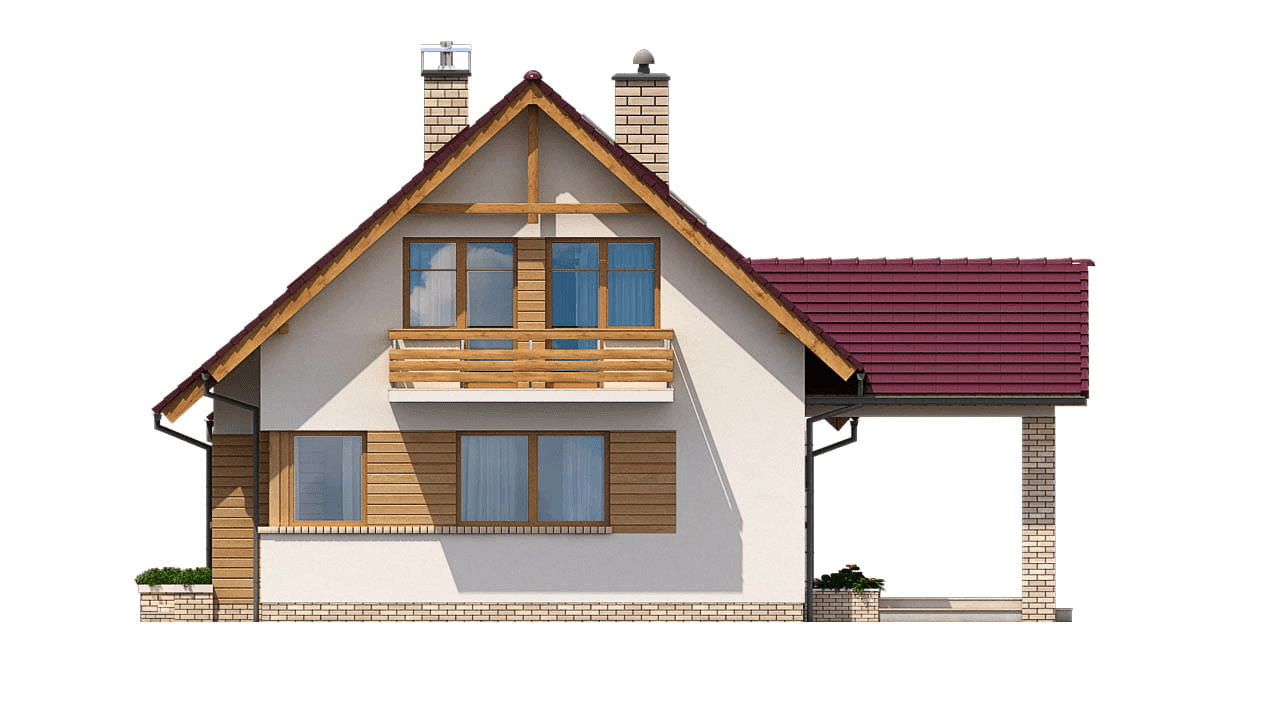 Elewacja prawa domu BS-07 wariant 3 dwulokalowy