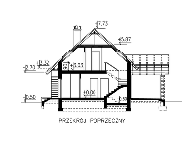 Przekrój domu BS-07 wariant 3 dwulokalowy