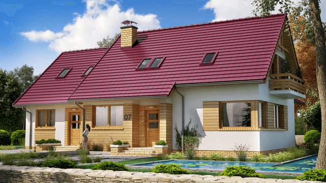 Wizualizacja domu BS-07 wariant 3 dwulokalowy