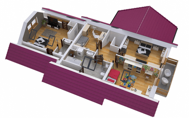 Wizualizacja domu BS-07 wariant 3 dwulokalowy