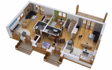 Wizualizacja domu BS-07 wariant 3 dwulokalowy