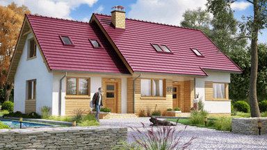 Wizualizacja domu BS-07 wariant 3 dwulokalowy