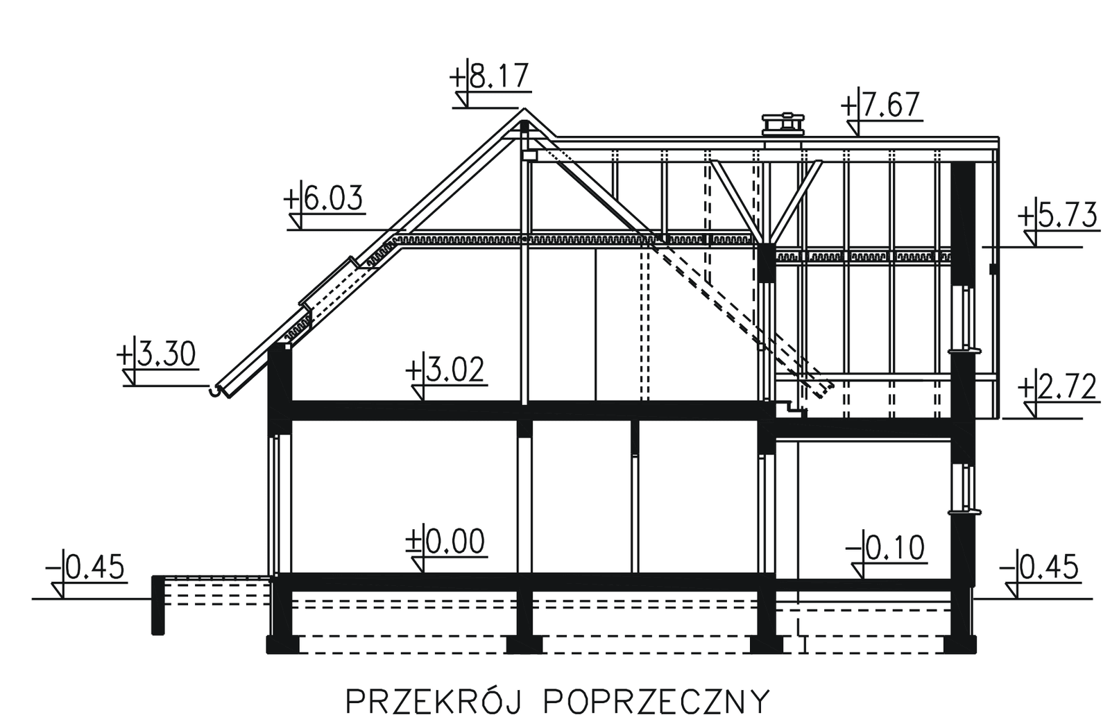 Przekrój domu dwulokalowego BS-10