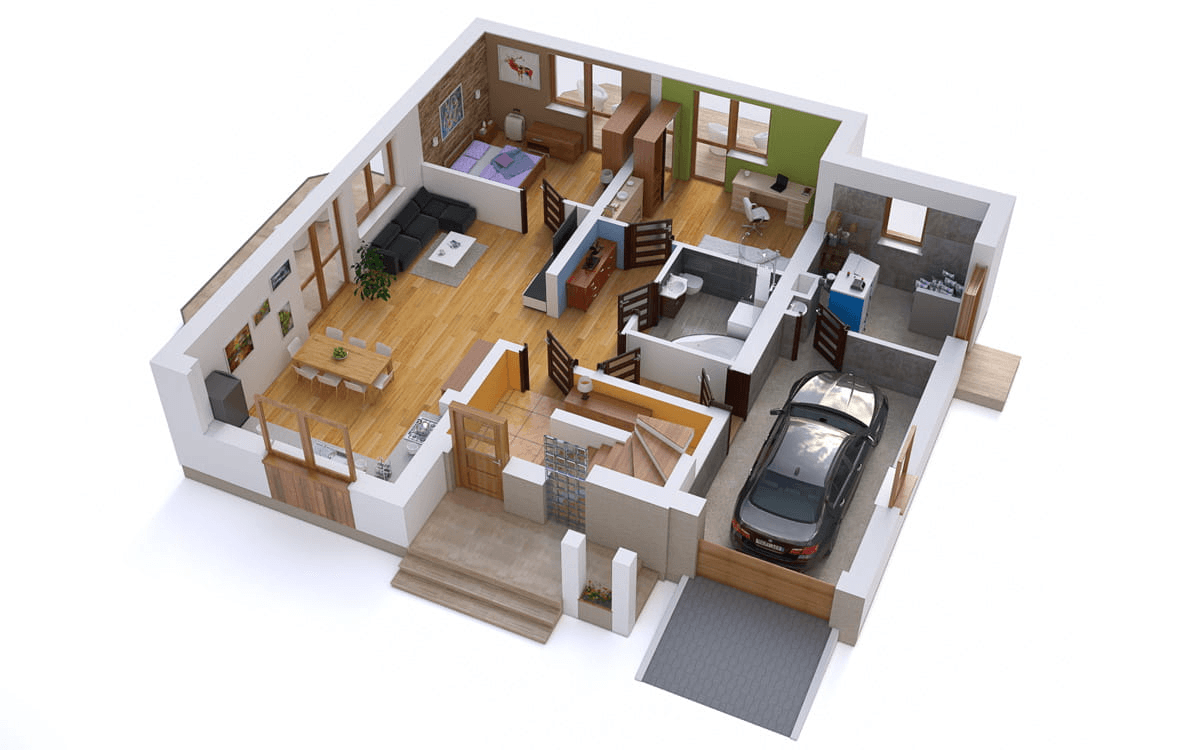 Wizualizacja domu jednorodzinnego BS-10 dwulokalowy