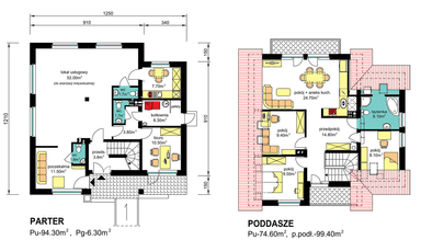 Rzuty parter/poddasze domu BS-10 wariant z lokalem