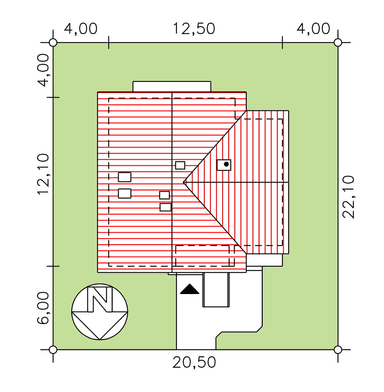 Rzut usytuowania domu BS-10 z lokalem na działce