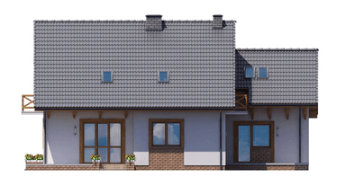 Elewacja tylna domu dwulokalowego BS-11