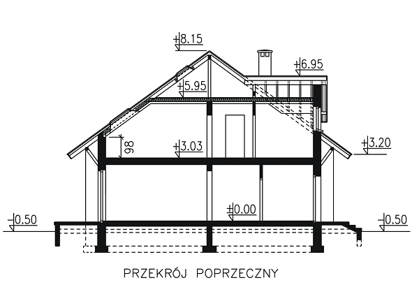 Przekrój domu dwulokalowego BS-11