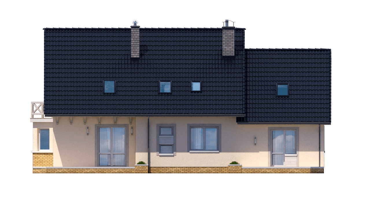 Elewacja tylna domu dwulokalowego BS-12