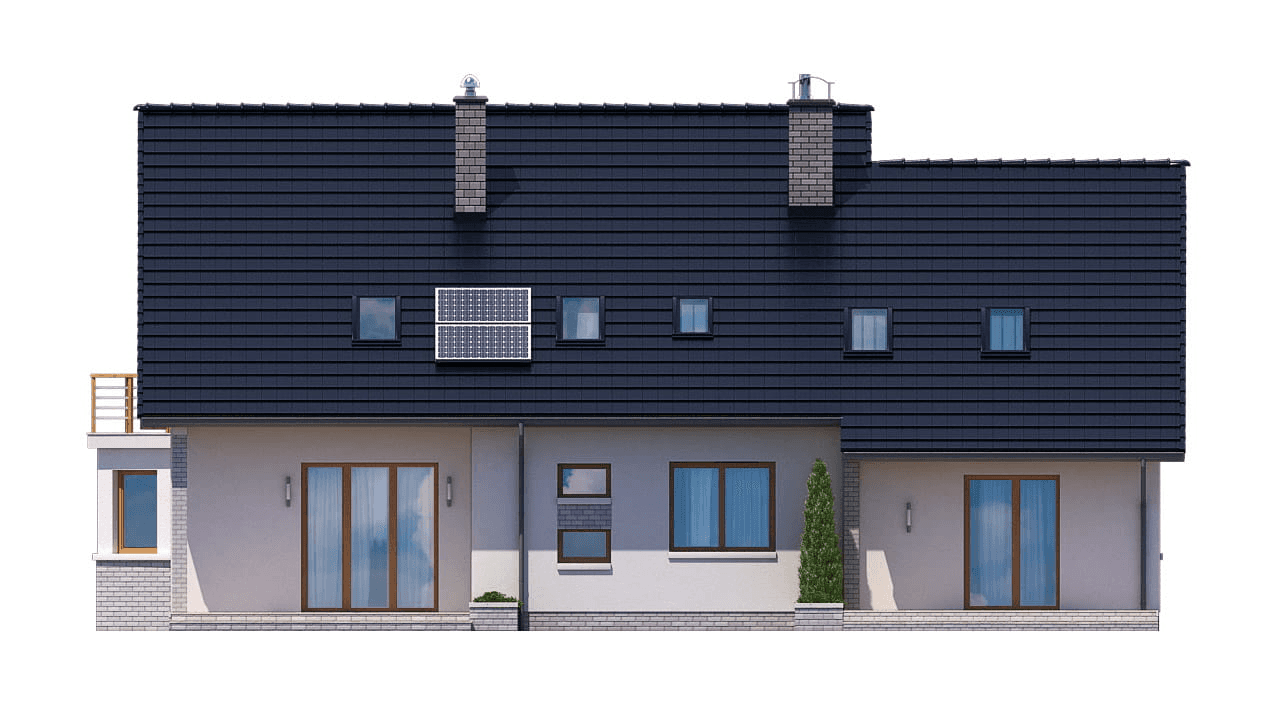 Elewacja tylna domu BS-12 wariant 1 dwulokalowy