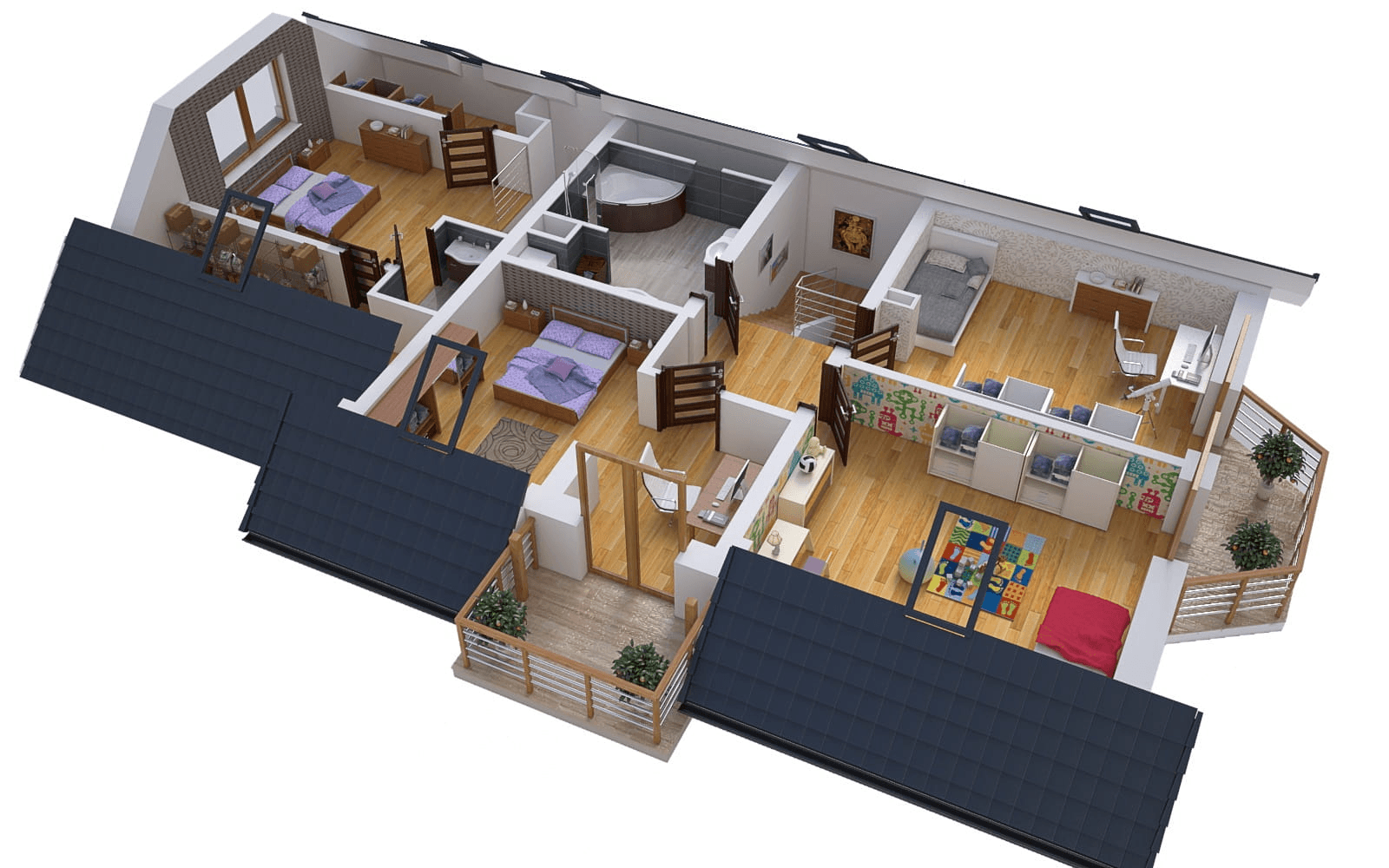 Wizualizacja domu BS-12 wariant 1 dwulokalowy