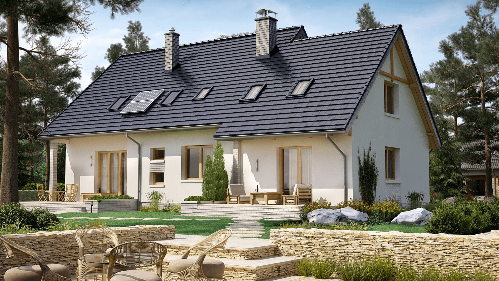 Wizualizacja domu BS-12 wariant 1 dwulokalowy