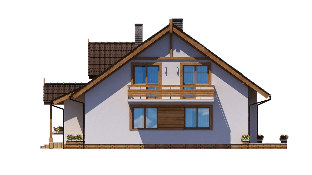 Elewacja prawa domu dwulokalowego BS-14