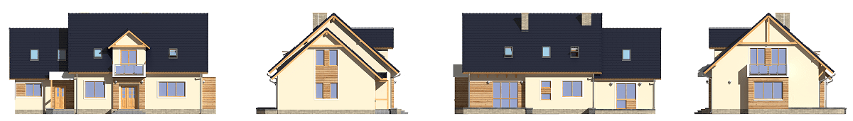 Elewacje domu dwulokalowego BS-15