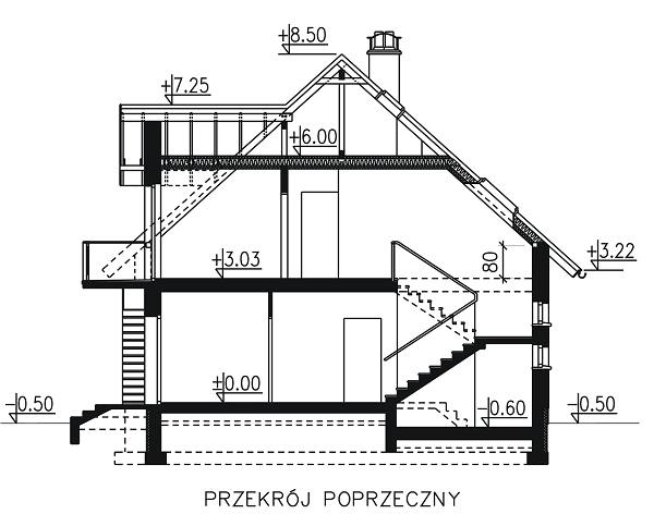 Przekrój domu dwulokalowego BS-15