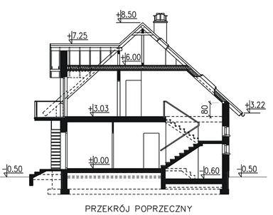 Przekrój projektu dwurodzinnego BS-15