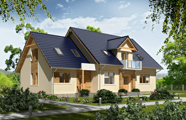 Wizualizacja domu jednorodzinnego dwulokalowego BS-15