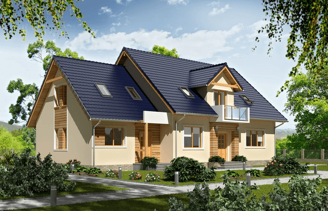 Wizualizacja domu jednorodzinnego dwulokalowego BS-15