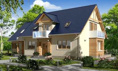 Wizualizacja front domu dwulokalowego BS 15