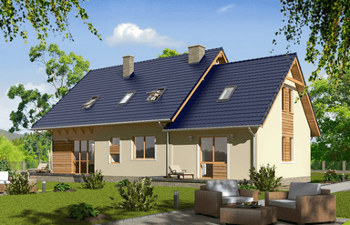 Elewacja ogrodowa w domu dwulokalowym BS-15