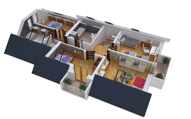 Wizualizacja rzutu poddasza w domu BS-15