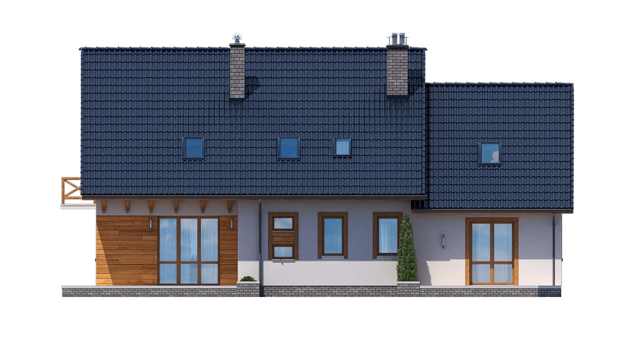 Elewacja tylna domu dwulokalowego BS-15 wariant
