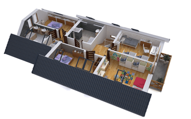 Wizualizacja domu dwulokalowego BS-15 wariant - dwulokalowy