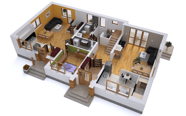 Wizualizacja domu dwulokalowego BS-15 wariant - dwulokalowy