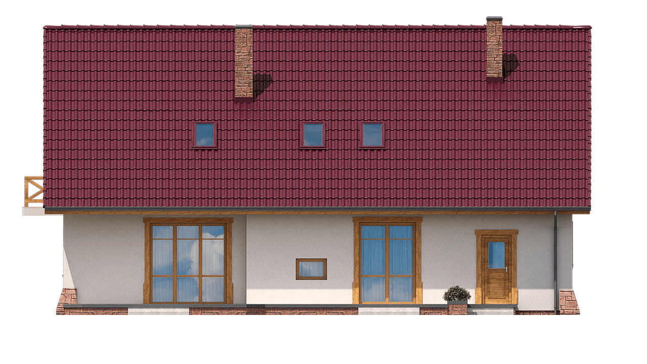 Elewacja tylna domu BS-16 dwulokalowy