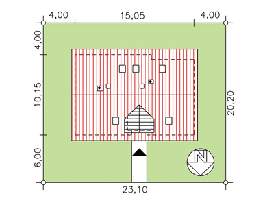 Rzut usytuowania domu BS-16 dwulokalowego na działce