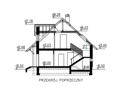 Przekrój domu BS-16 dwulokalowy