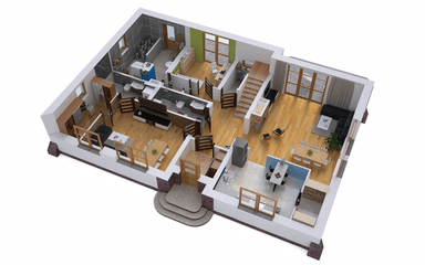 Wizualizacja domu BS-16 dwulokalowy