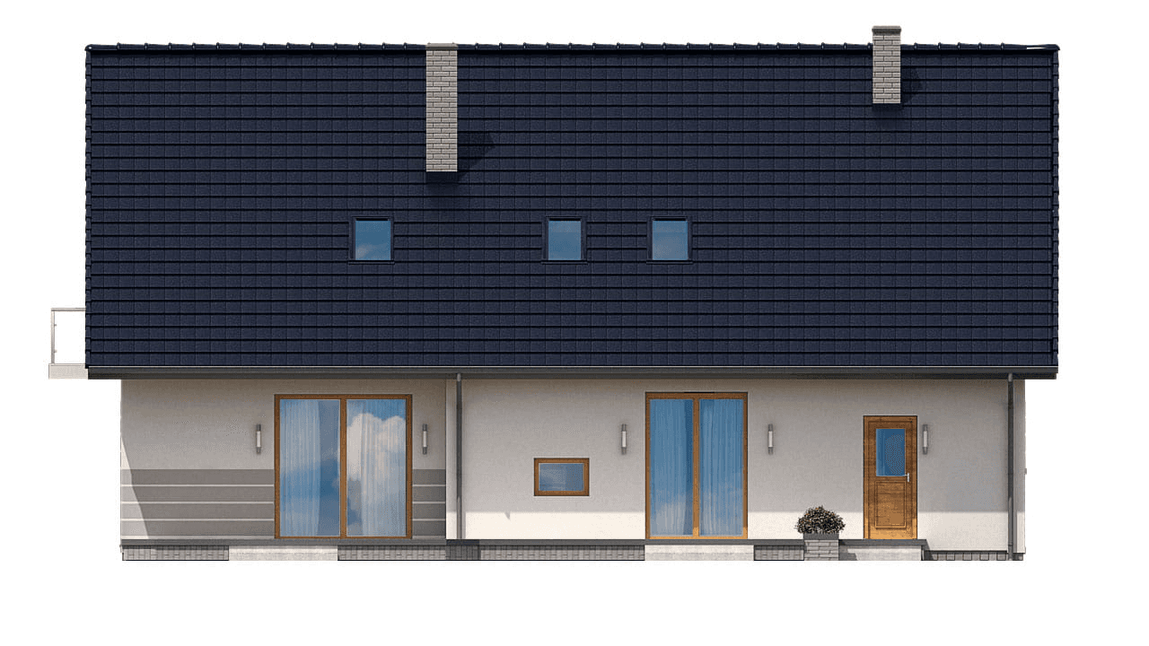 Elewacja tylna domu BS-16 wariant 1 dwulokalowy