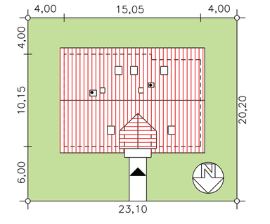 Usytuowanie domu BS-16 wariant 1 dwulokalowy na działce